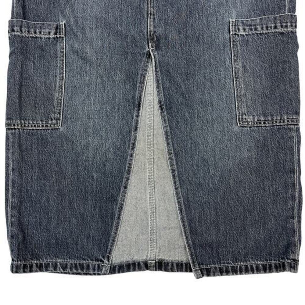 Old Navy Maxi Cargo Jean Skirt 14 Drapey Denim Grunge Retro Dark Wash - Picture 5 of 10
